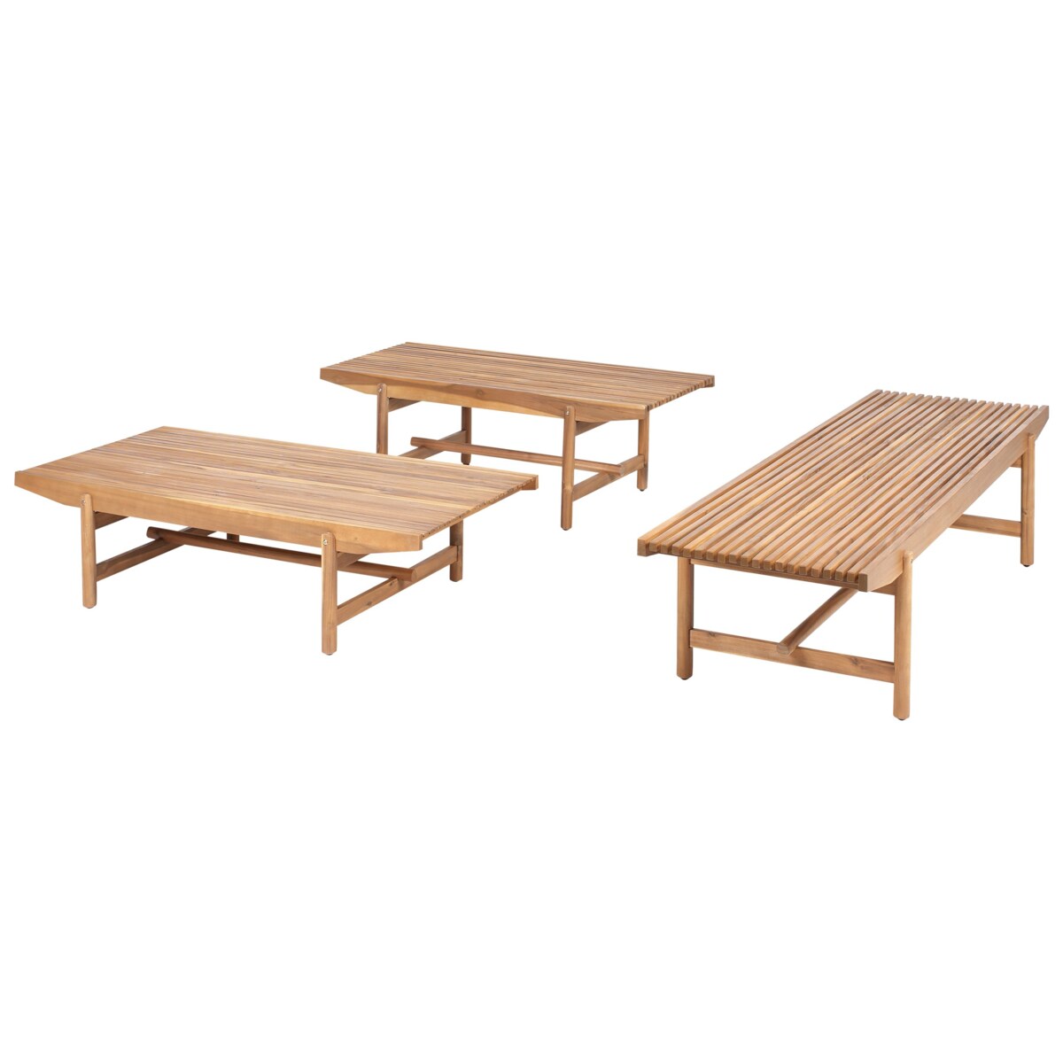 Zestaw ogrodowy ze stolikiem dla 3 osób GIAVENO Drewno akacjowe Złamana biel