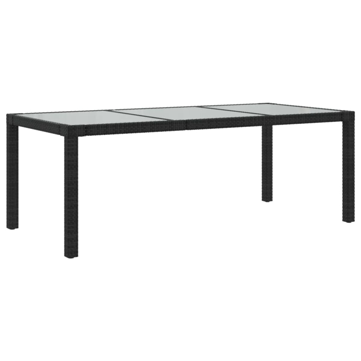 vidaXL Stół ogrodowy, czarny, 190x90x75 cm, szkło i rattan PE