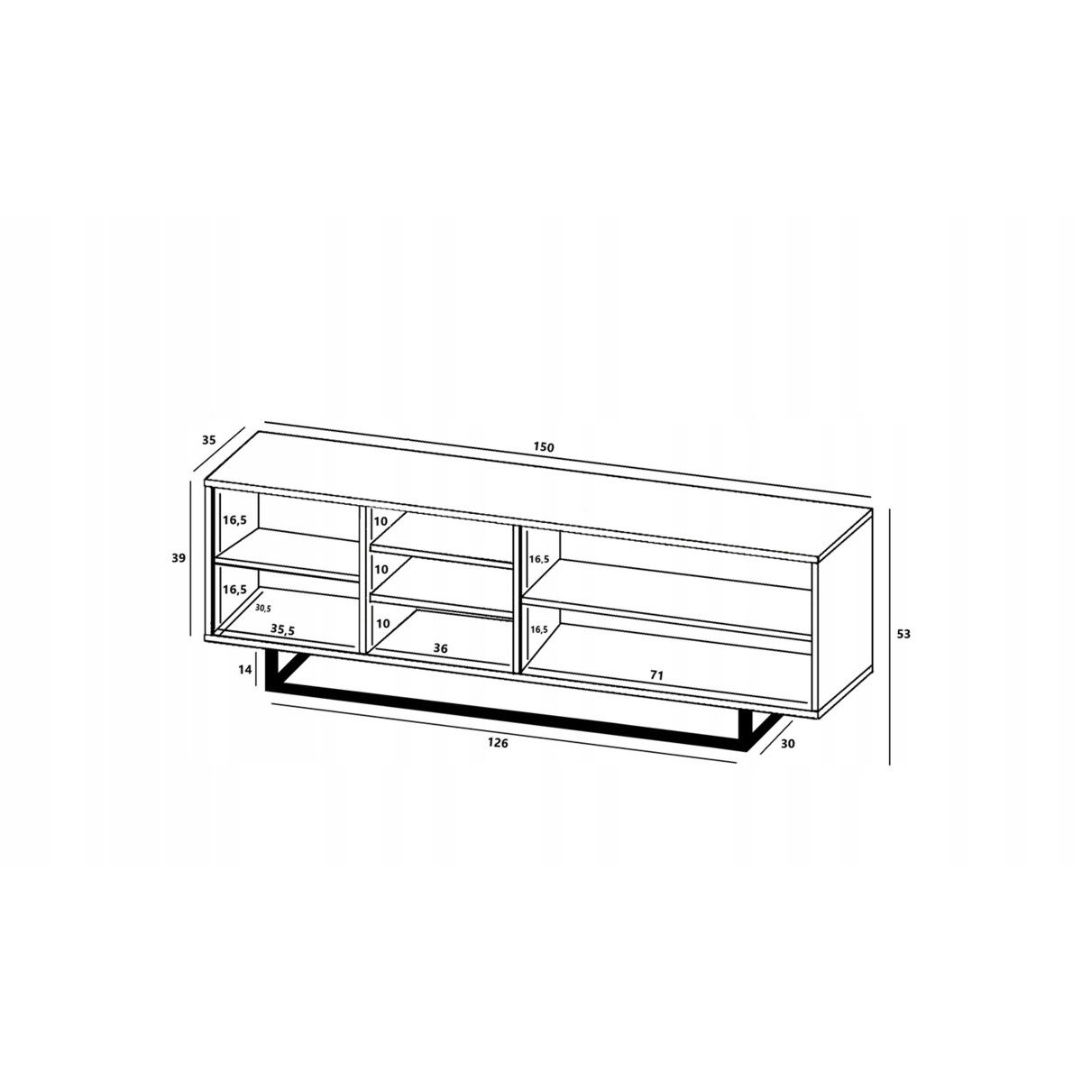 Industrialna Szafka RTV Loft Komoda RTV Dąb Wotan Biały MAT 150 cm