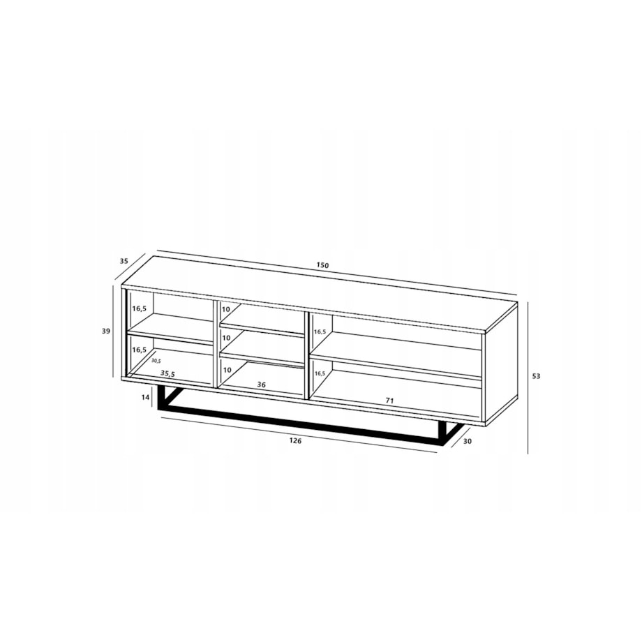 Industrialna Szafka RTV Loft Komoda RTV Dąb Wotan Biały MAT 150 cm