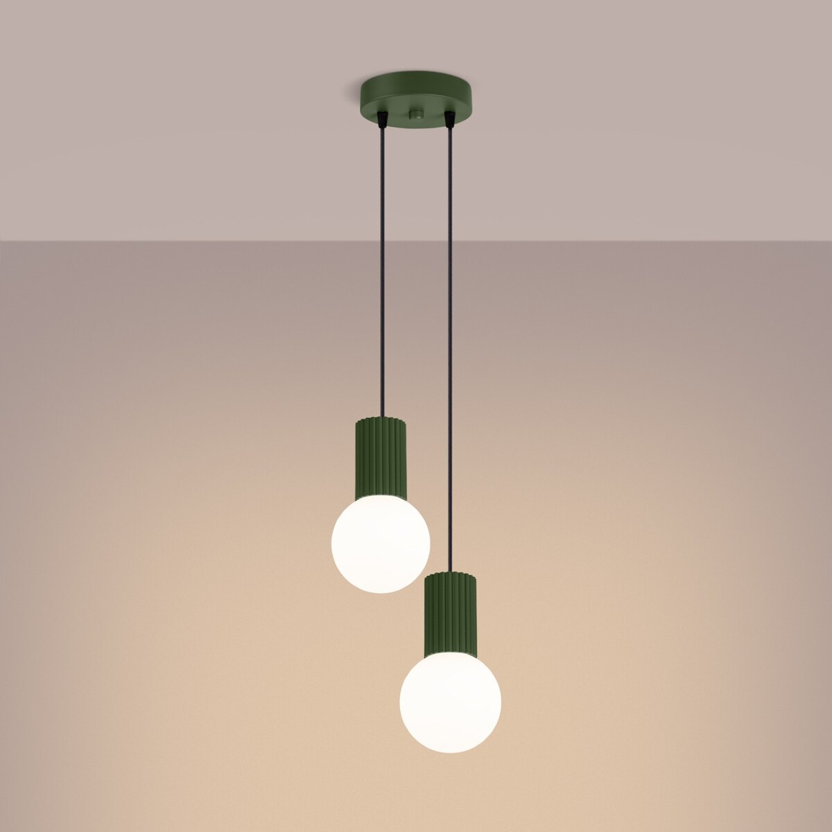 Lampa wisząca HALO 2P zielona oliwka
