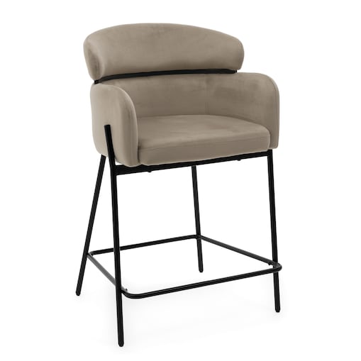 Hoker tapicerowany welurowy do salonu BOLZANO ciemnobeżowy