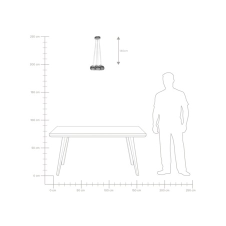 Lampa wisząca 7 kloszy metalowa srebrna OLZA