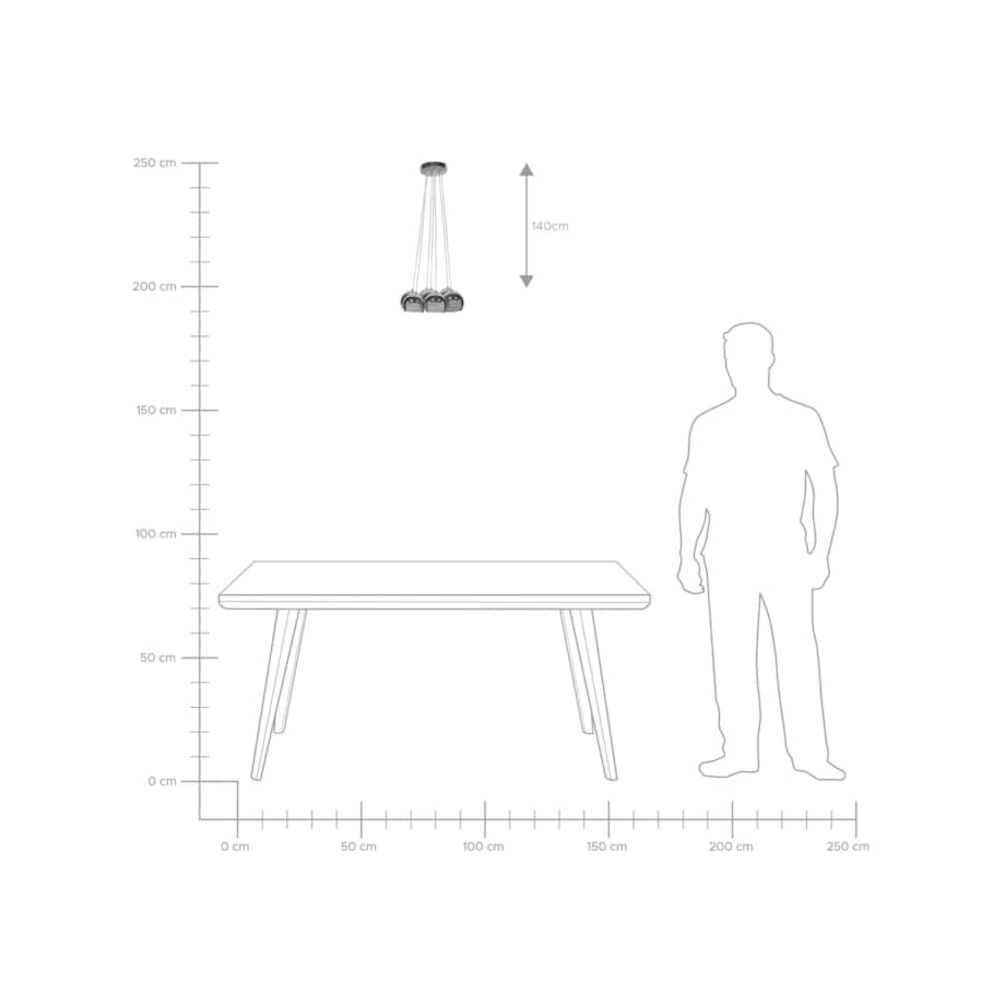 Lampa wisząca 7 kloszy metalowa srebrna OLZA