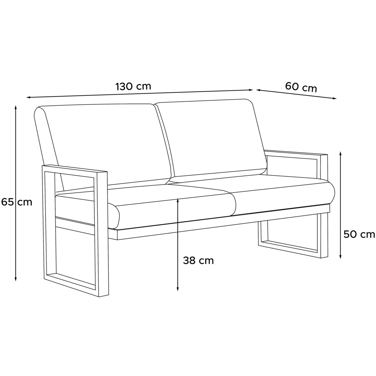 KONSIMO FRENA Stalowa sofa ogrodowa w stylu loft, czarna