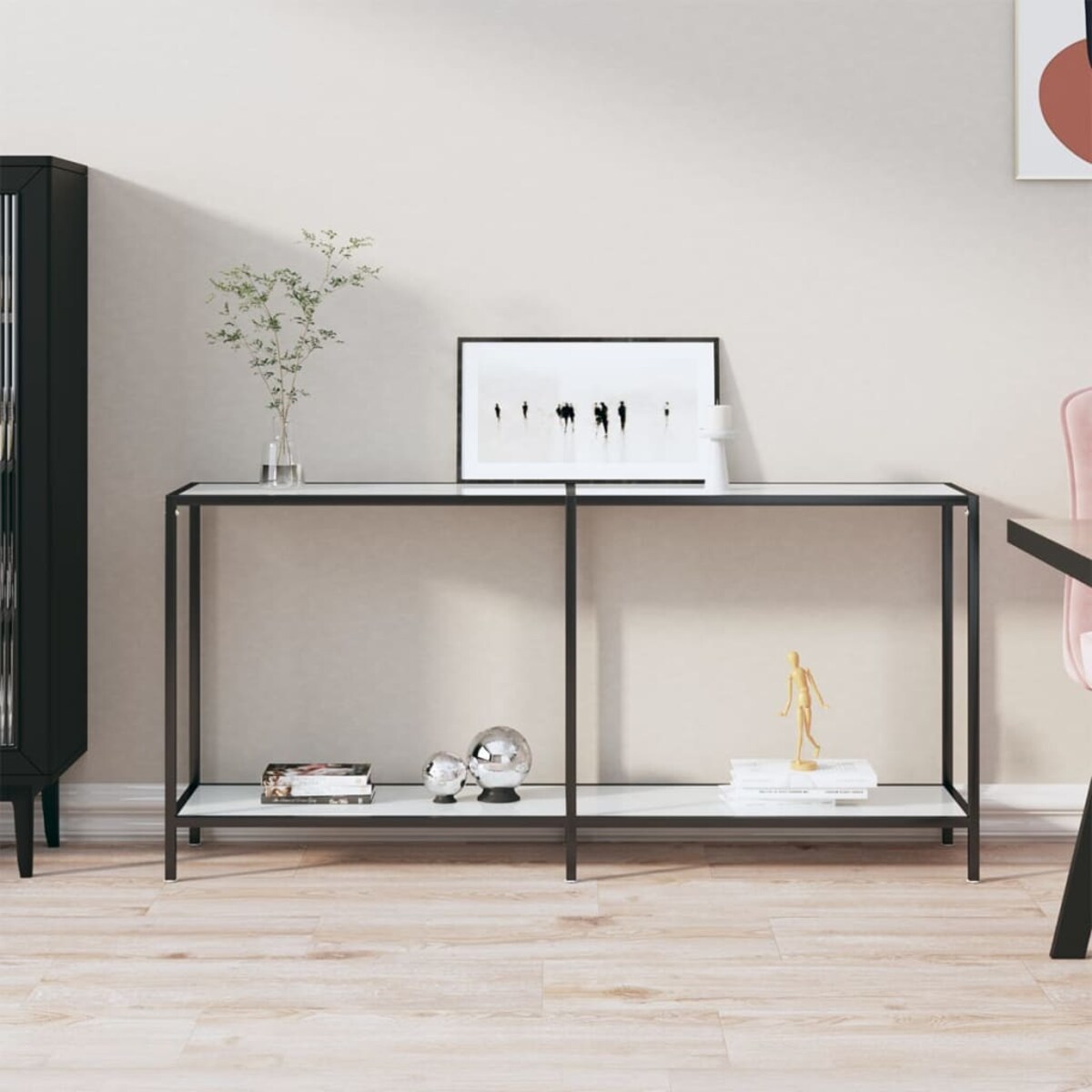 vidaXL Stolik konsolowy, biały, 160x35x75,5 cm, szkło hartowane