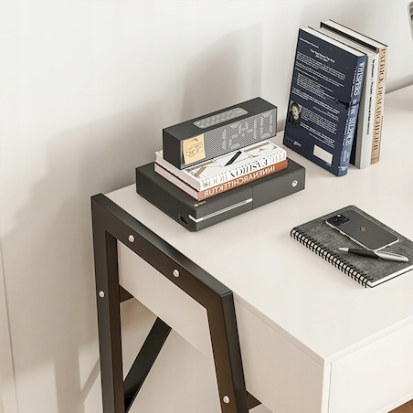 Biurko nowoczesne z szufladami białe na czarnych nogach premium loft 80 cm