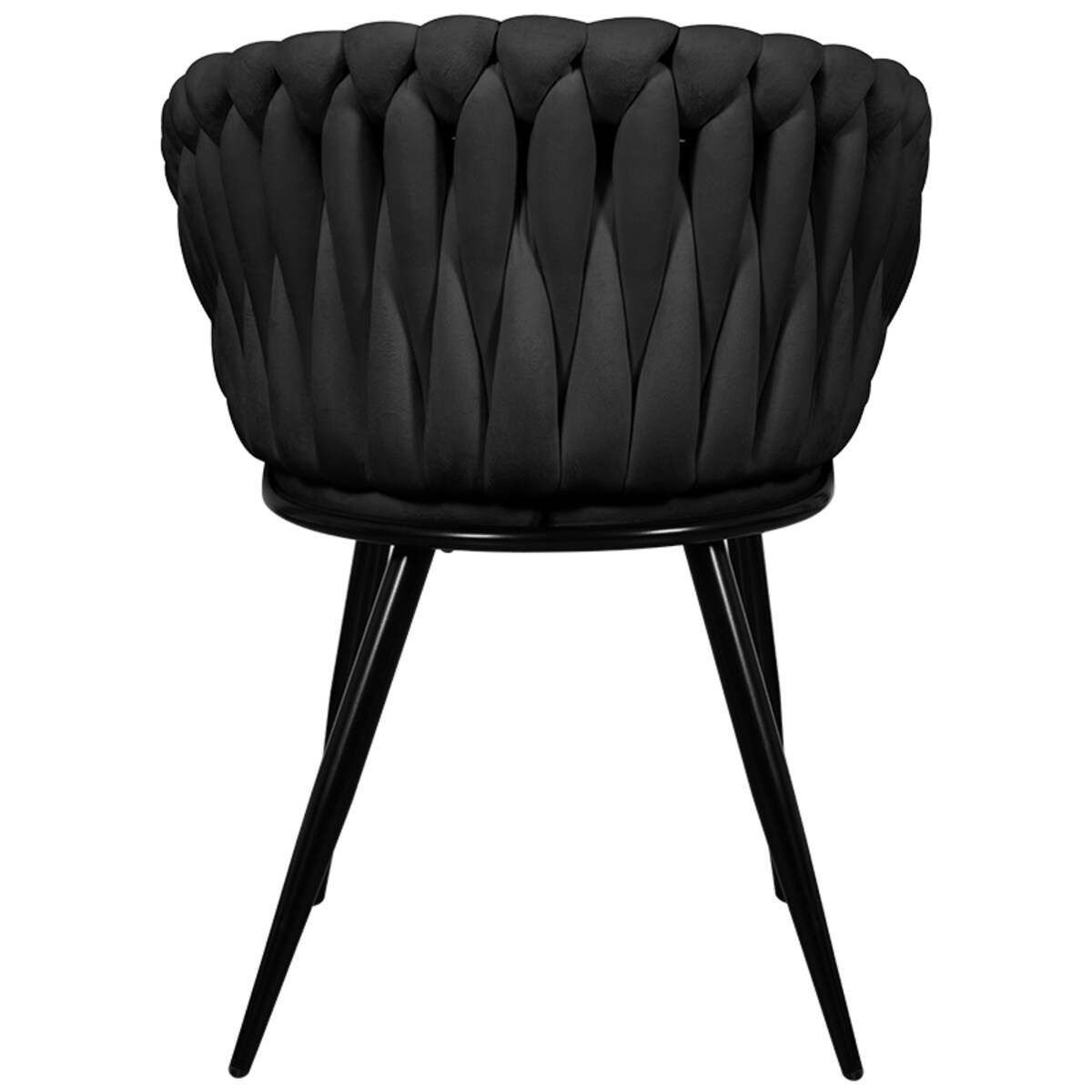 Krzesło tapicerowane do salonu glamour welurowe plecione czarne