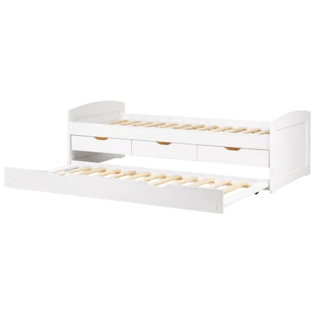 Łóżko wysuwane drewniane 90 x 200 cm białe PETIVILLE
