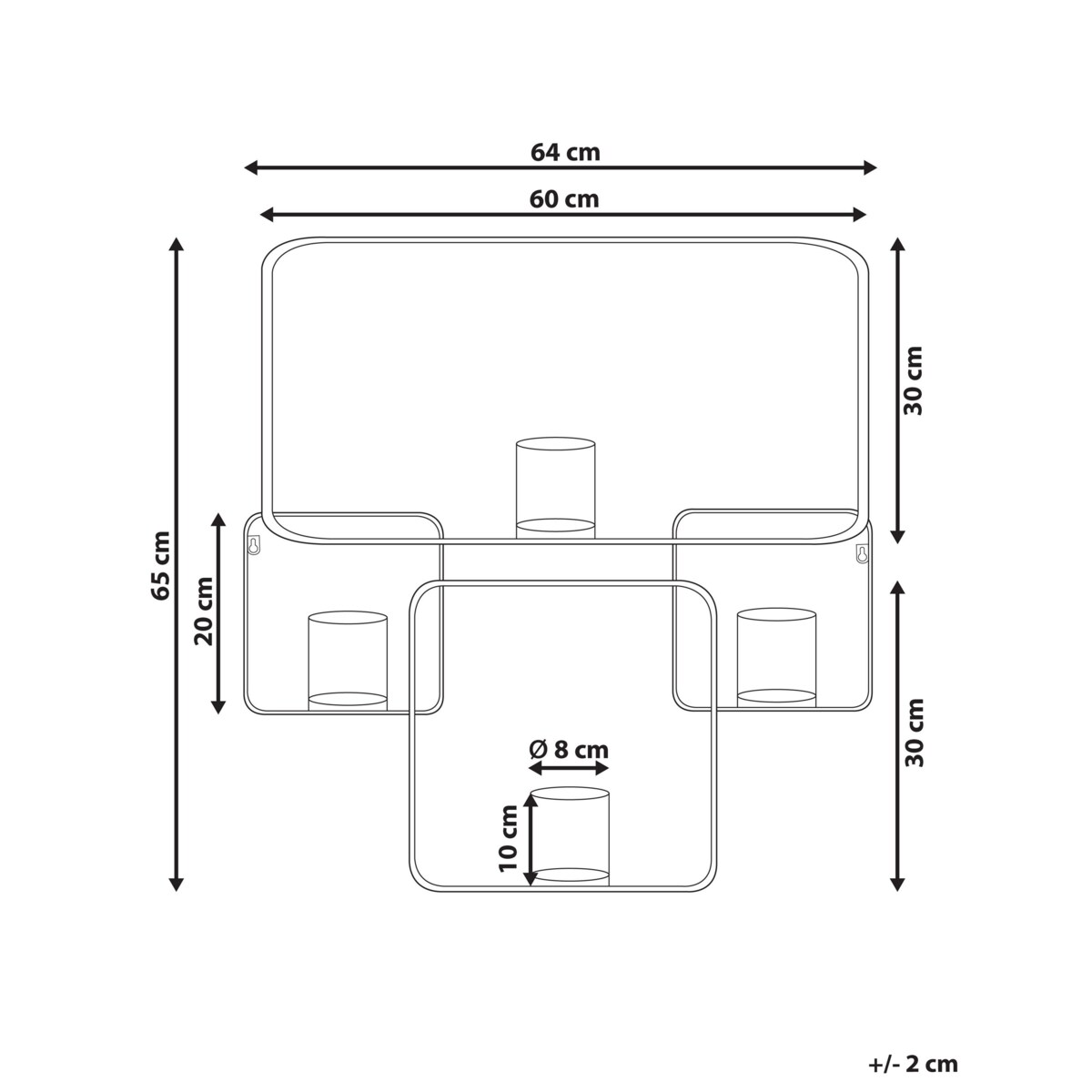Świecznik ścienny metalowy 65 cm czarny PALAWAN