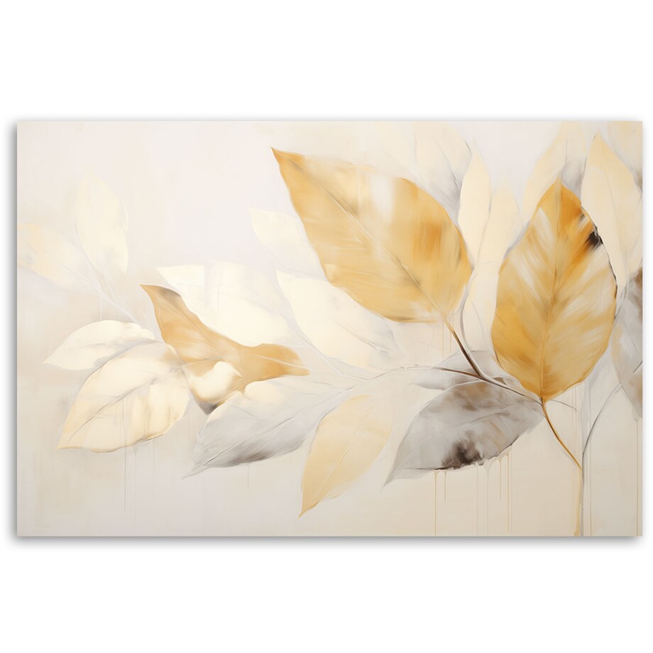 Fototapeta, Gałązki w stylu boho beżowe zółte liście 350x245