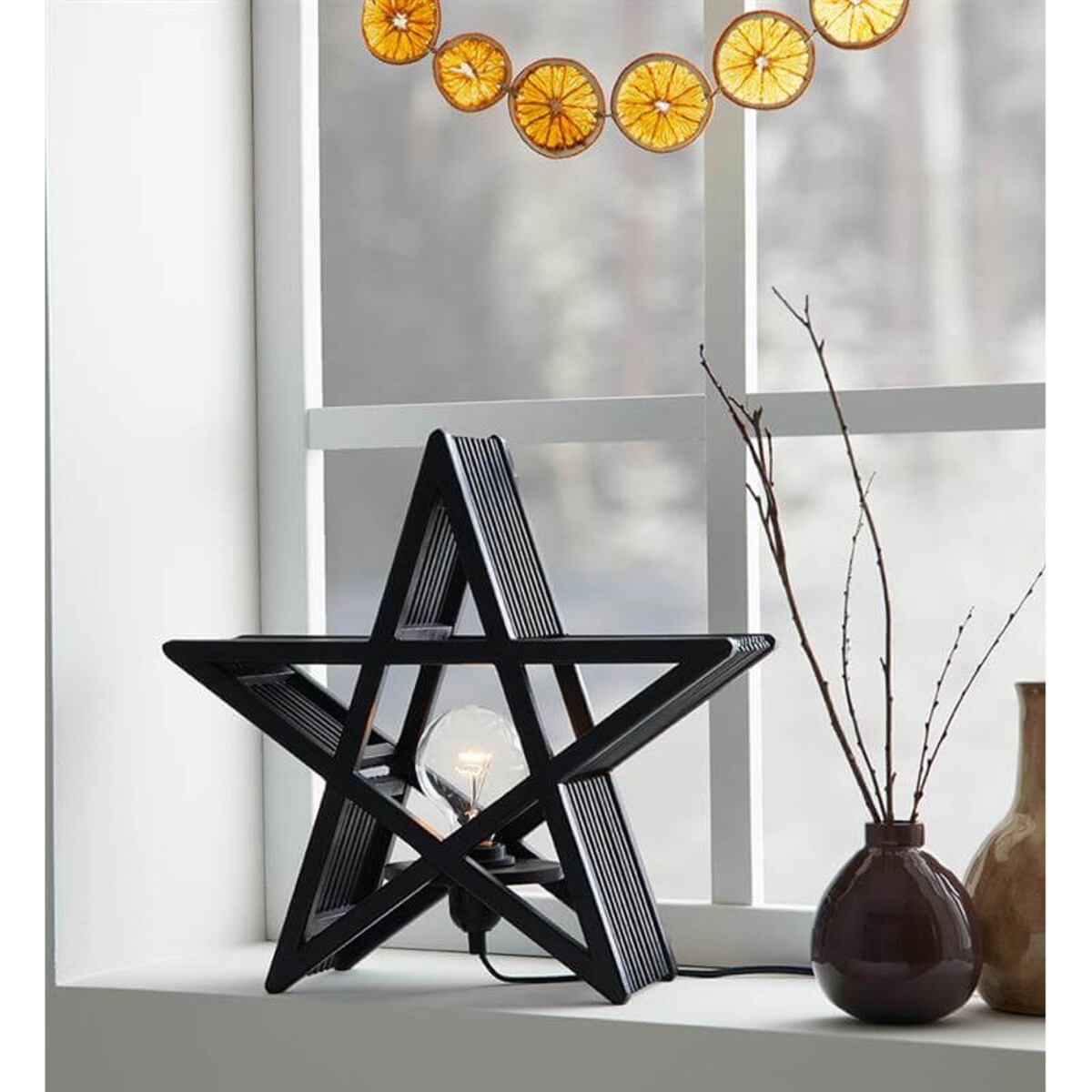 Ozdoba stołowa świetlna Bamboo gwiazda star stojąca czarna, Markslojd