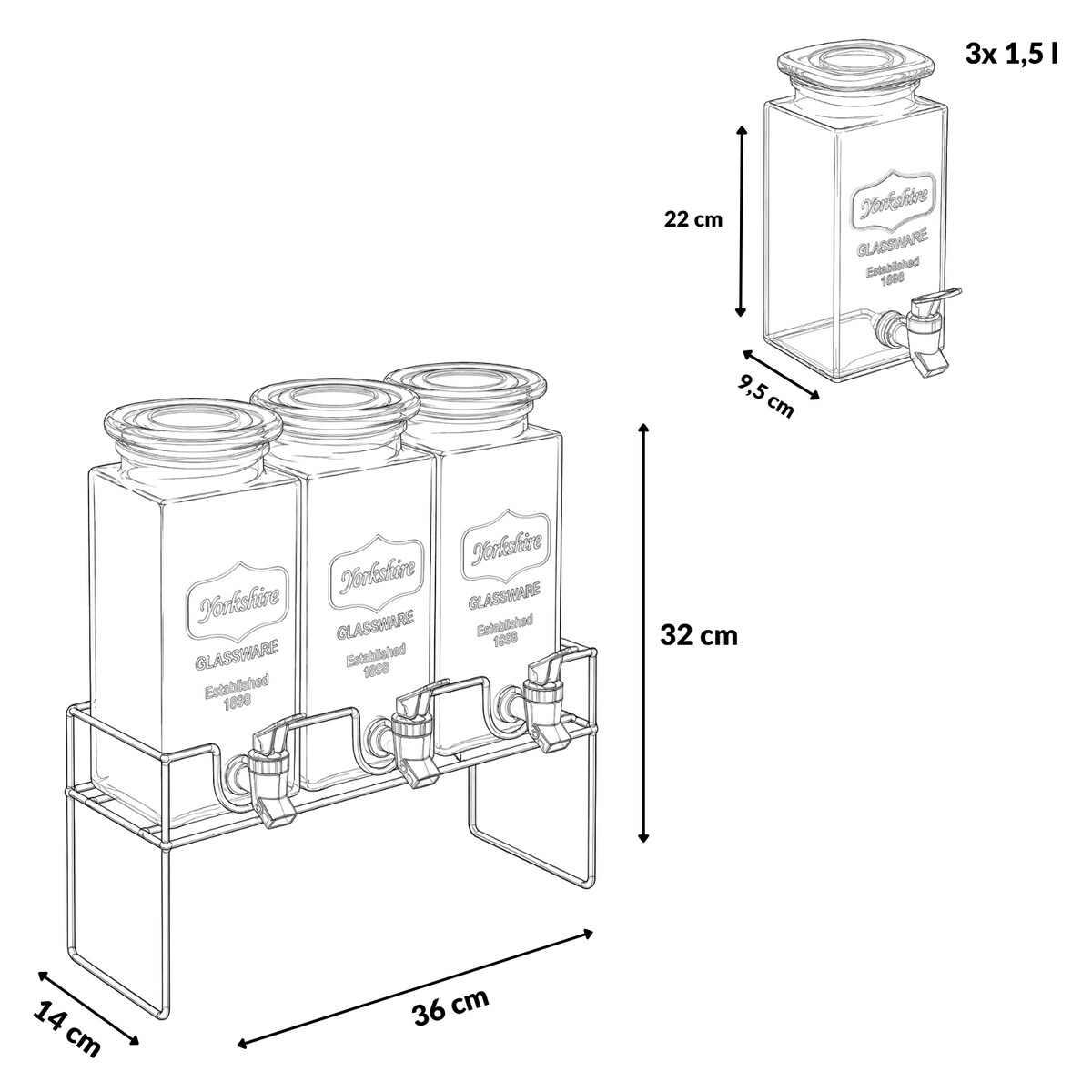 Dystrybutor do napojów MODERN na stojaku, 3 x 1,5 L