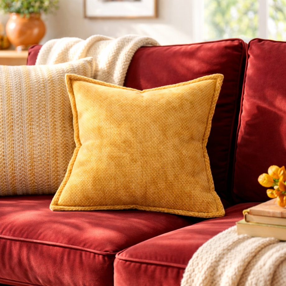 Dekoracyjna poszewka z szenilii - miodowa