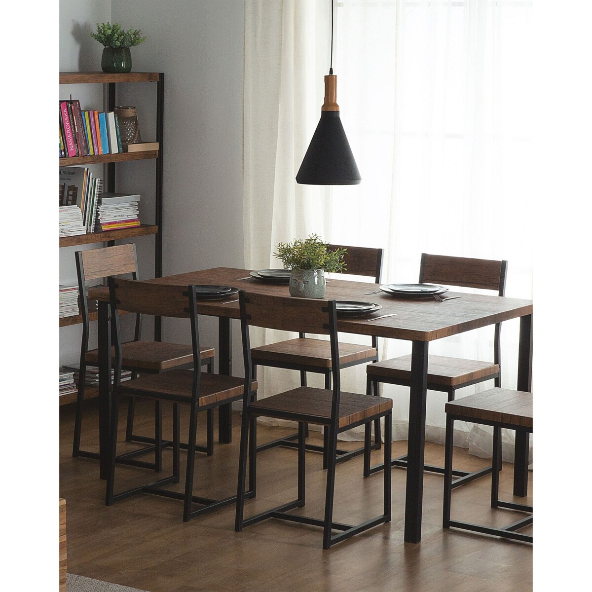 Zestaw 6 krzeseł do jadalni ciemne drewno LAREDO