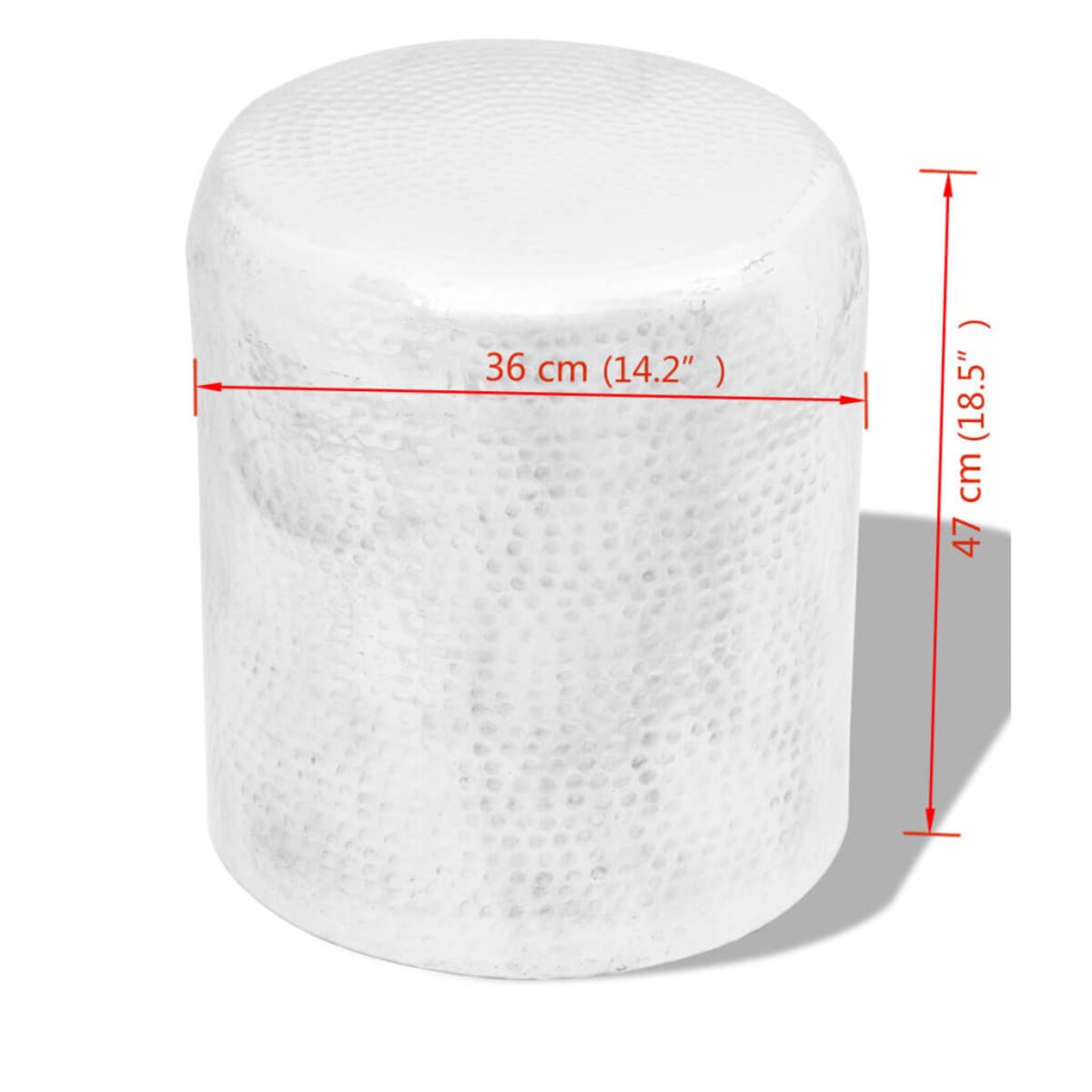 vidaXL Stolik kawowy/stołek z młotkowanego aluminium, kolor srebrny