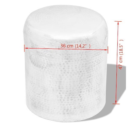 vidaXL Stolik kawowy/stołek z młotkowanego aluminium, kolor srebrny