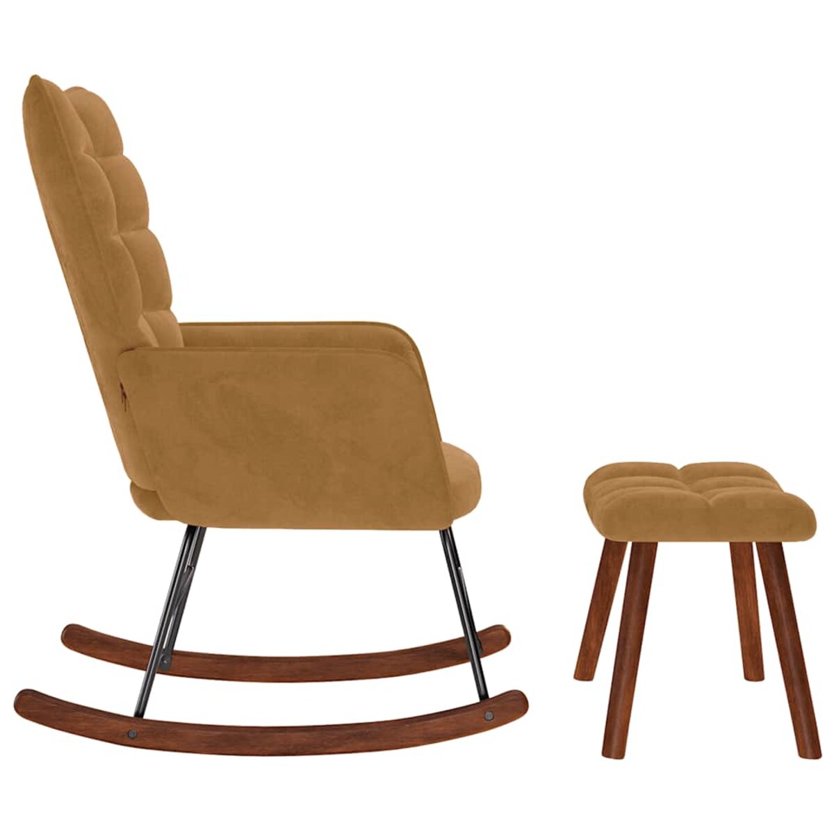 vidaXL Fotel bujany ze stołkiem Brązowy aksamit