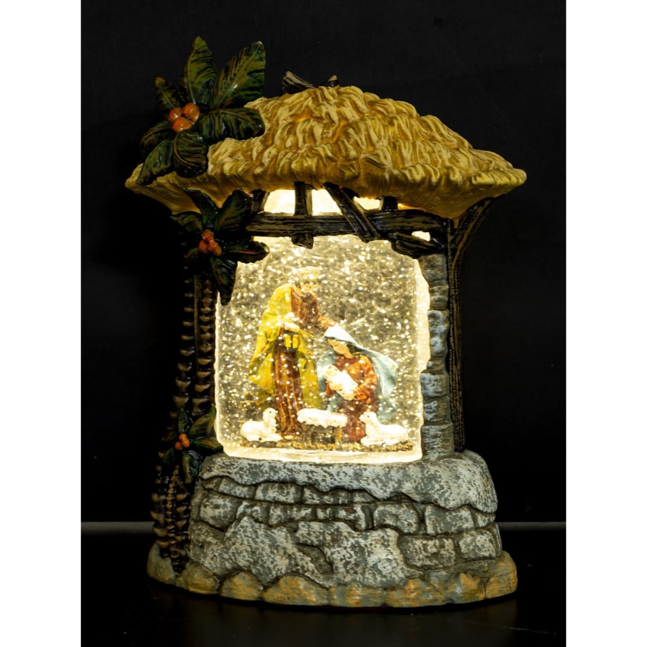 Dekoracja świąteczna LED i pozytywka - szopka w kuli 20x15x8 cm GORDALINA-2