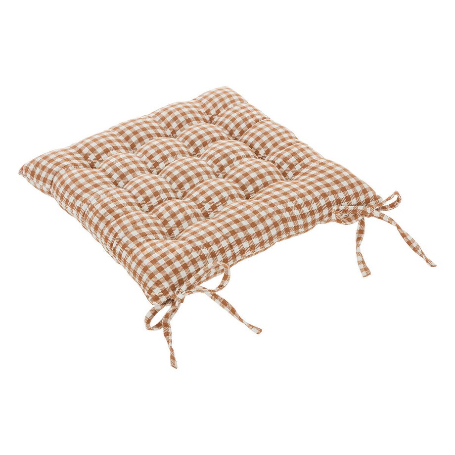 Poduszka na krzesło wiązana w kratkę FLORAL, 38 x 38 cm