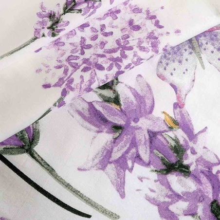 Pościel bawełniana 180x200 Lavenda biała z motywem fioletowej lawendy, Cottonlove