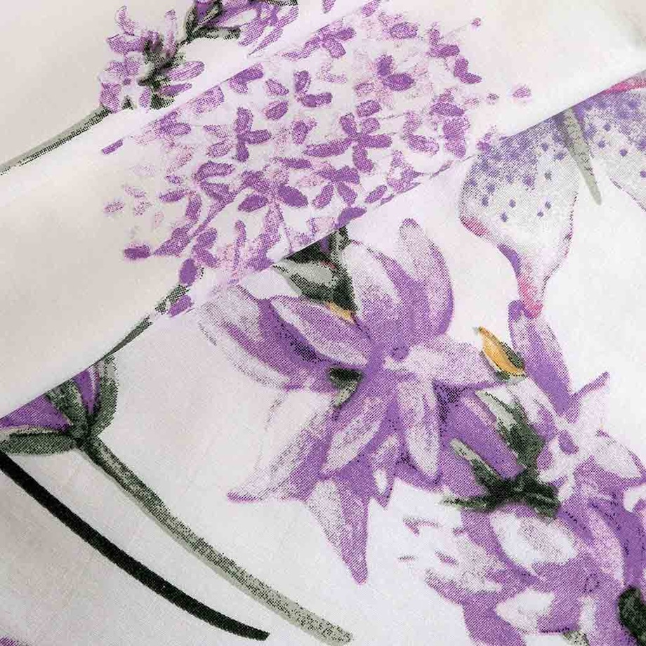 Pościel bawełniana 180x200 Lavenda biała z motywem fioletowej lawendy, Cottonlove