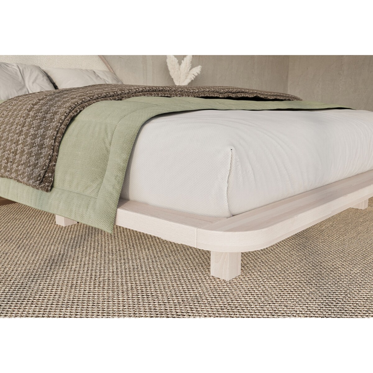 Łóżko lewitujące drewniane bukowe Visby MOMOKO / 180x200 cm, kolor biały