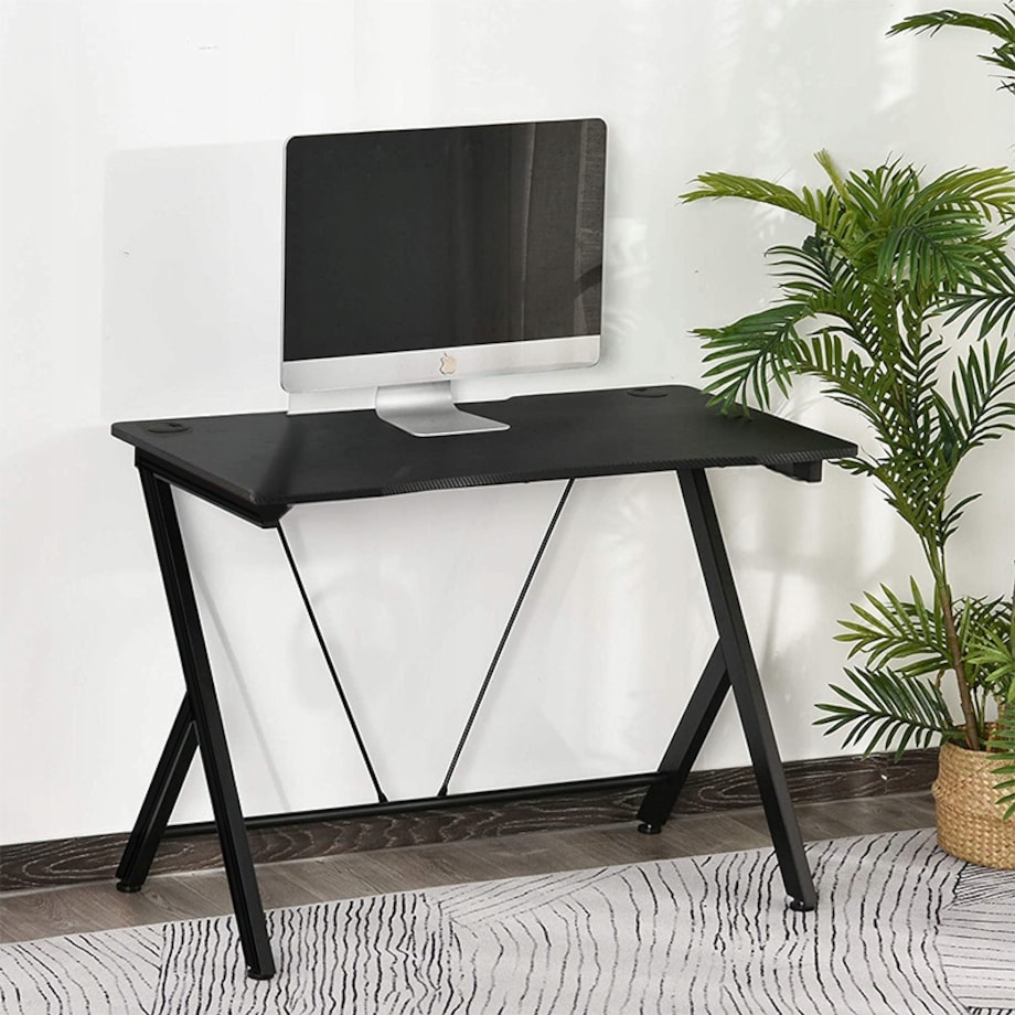 Biurko Stolik Gamingowe Komputerowe Loft Nowoczesne Czarne Carbon 100 Cm