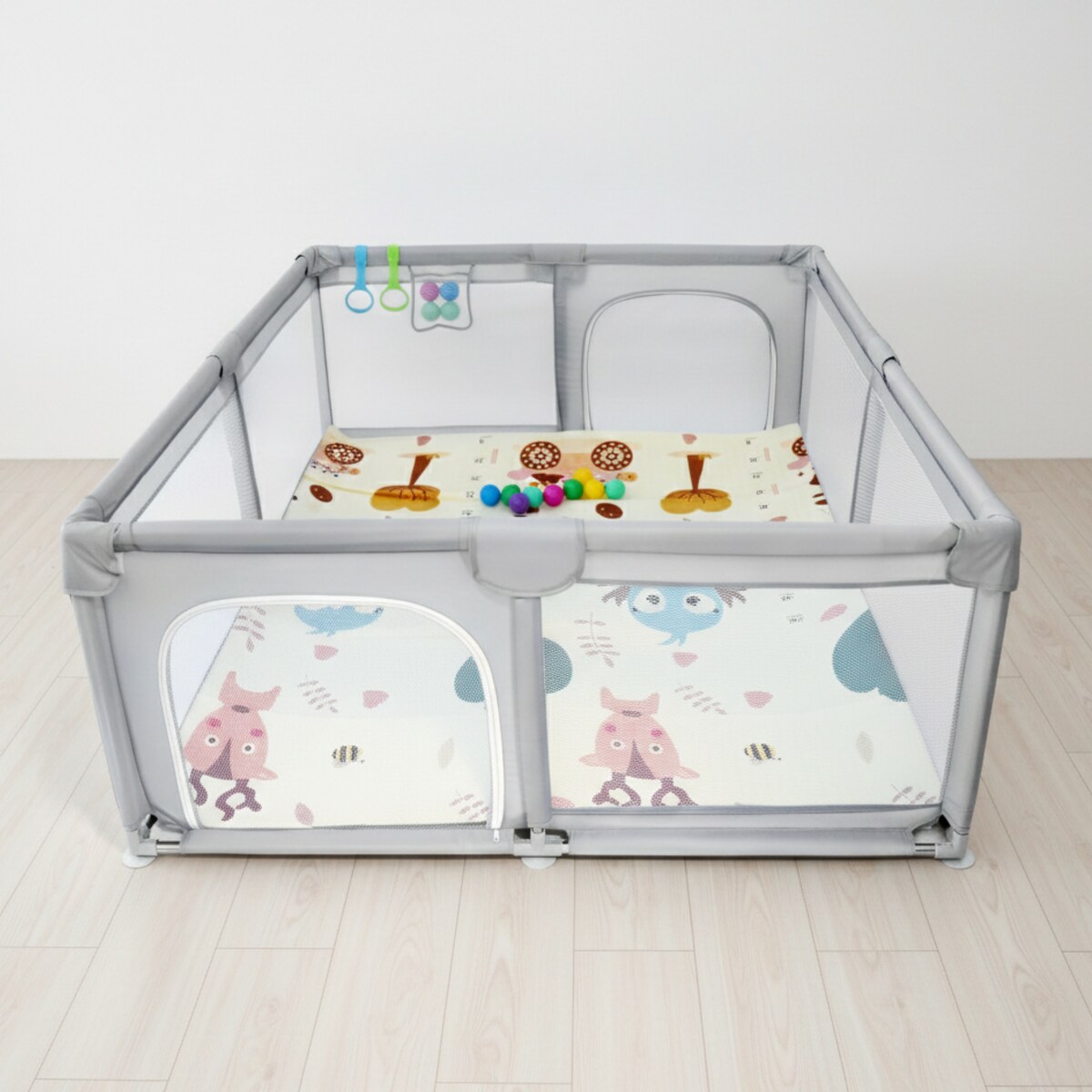 Kojec dla dziecka 150x180 cm suchy basen mata dwustronna piłki torba