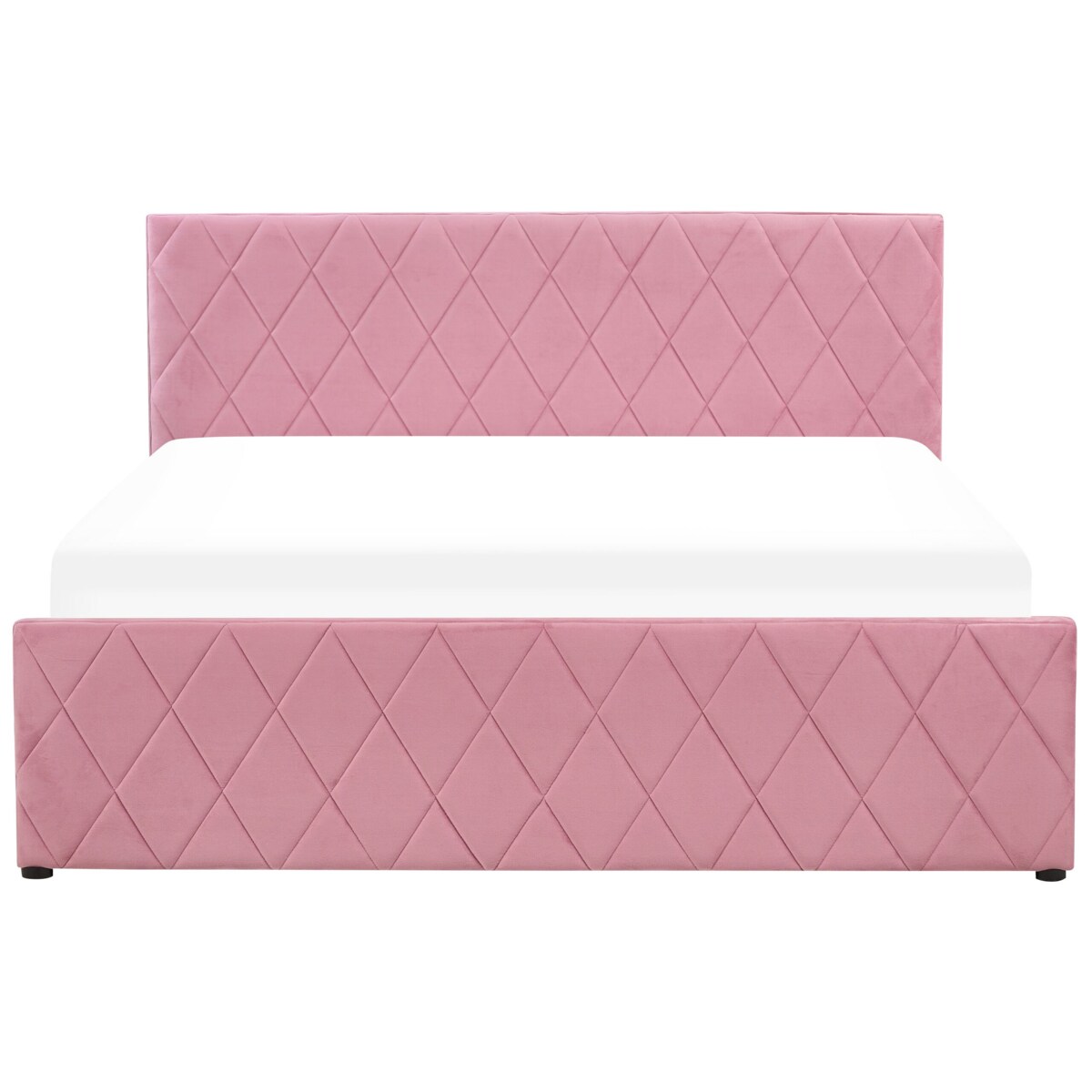Łóżko z pojemnikiem welurowe 160 x 200 cm różowe ROCHEFORT