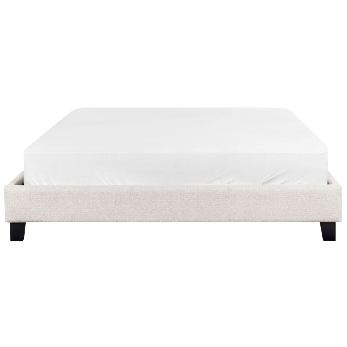 Łóżko tapicerowane ze stelażem jasnobeżowe 160 x 200 cm ROANNE