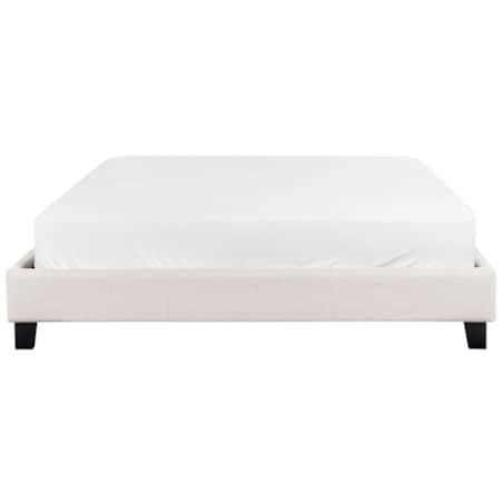 Łóżko tapicerowane ze stelażem jasnobeżowe 160 x 200 cm ROANNE