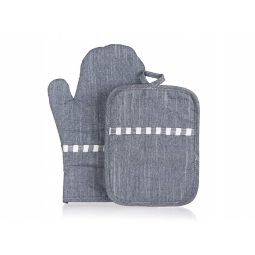 PRZYBORY DO KUCHNI RĘKAWICA + ścierka podkładka szara kuchenna pomocnik