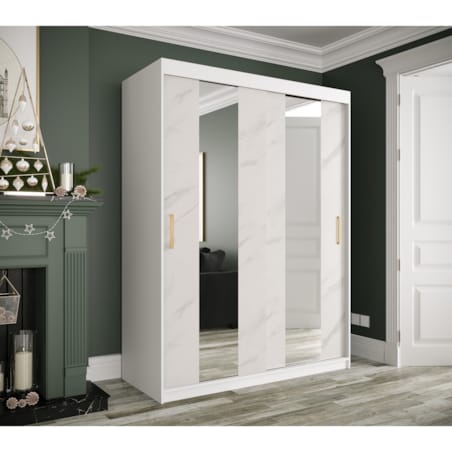 Szafa przesuwna Garderoba MARMUR POLE 150 gł. 62 biały