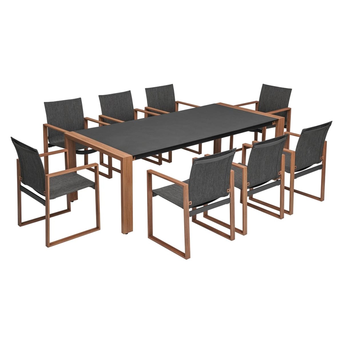 Zestaw Mebli Ogrodowych Jadalnianych DUISBURG dla 8 Osób Stół i 8 Foteli ANTRACYT / BRĄZOWY