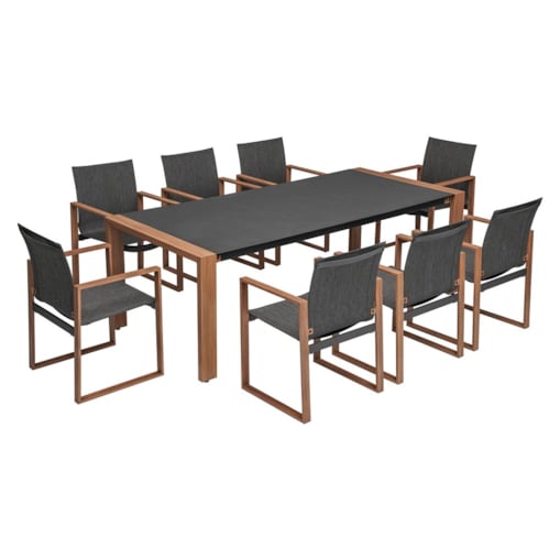 Zestaw Mebli Ogrodowych Jadalnianych DUISBURG dla 8 Osób Stół i 8 Foteli ANTRACYT / BRĄZOWY