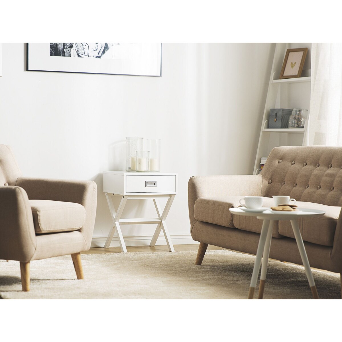 Stolik pomocniczy biały MONROE