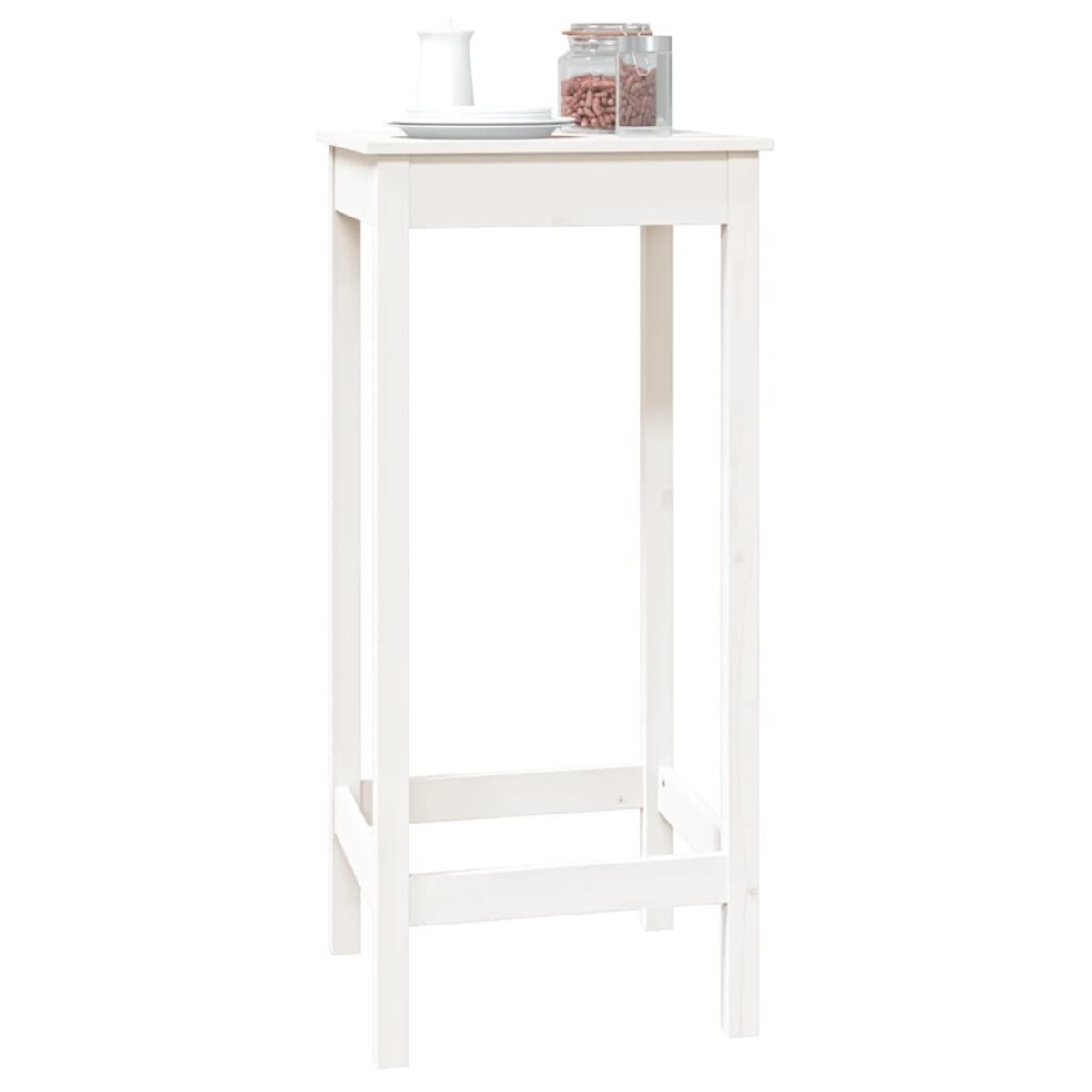 vidaXL Stolik barowy, biały, 50x50x110 cm, lite drewno sosnowe