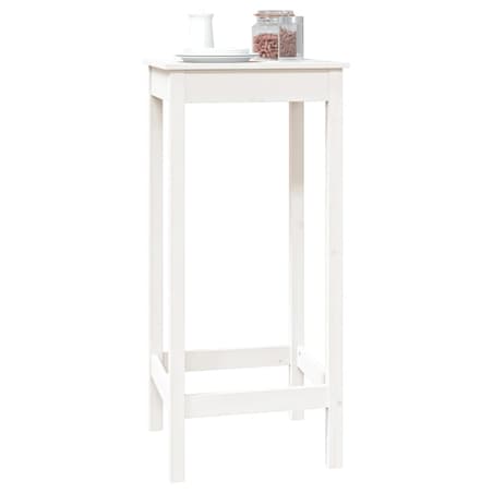 vidaXL Stolik barowy, biały, 50x50x110 cm, lite drewno sosnowe