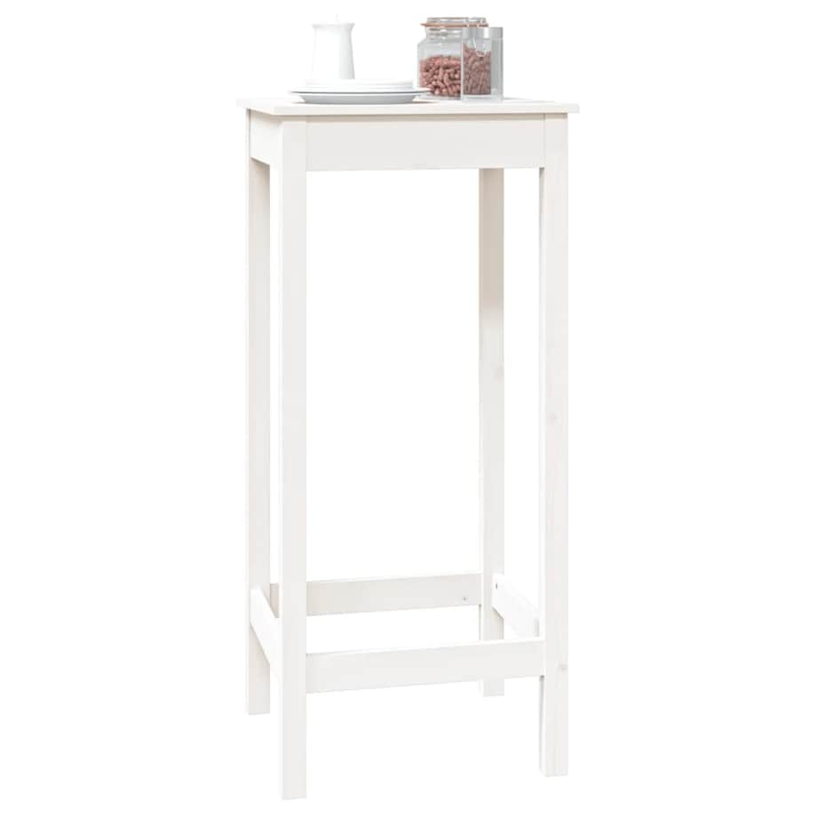vidaXL Stolik barowy, biały, 50x50x110 cm, lite drewno sosnowe