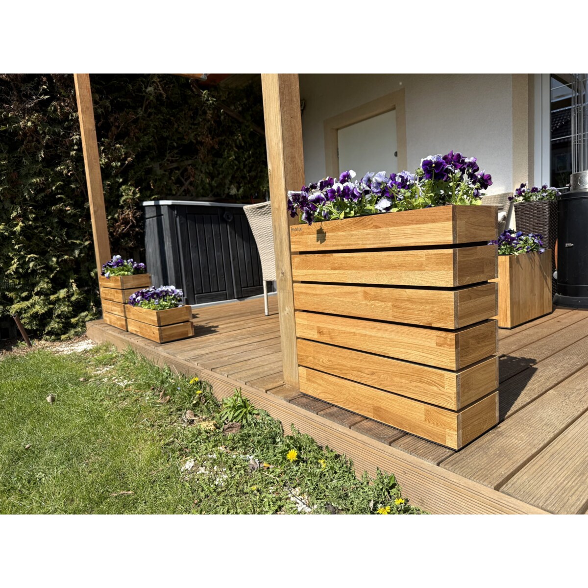 Donica drewniana dębowa na taras do salonu 60x40x20cm