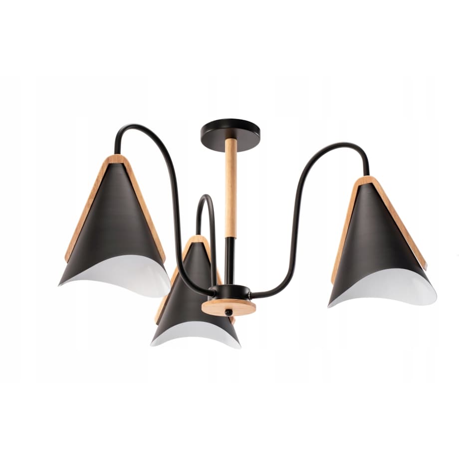Lampa Sufitowa Skandynawska Czarna 3 Ramiona Metal