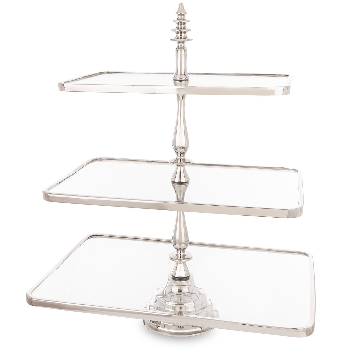 Patera 3-poziomowa szklana 55x47x31 cm ETERA-3 srebrna