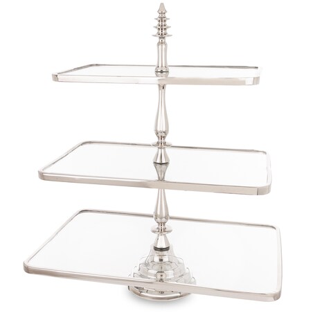 Patera 3-poziomowa szklana 55x47x31 cm ETERA-3 srebrna