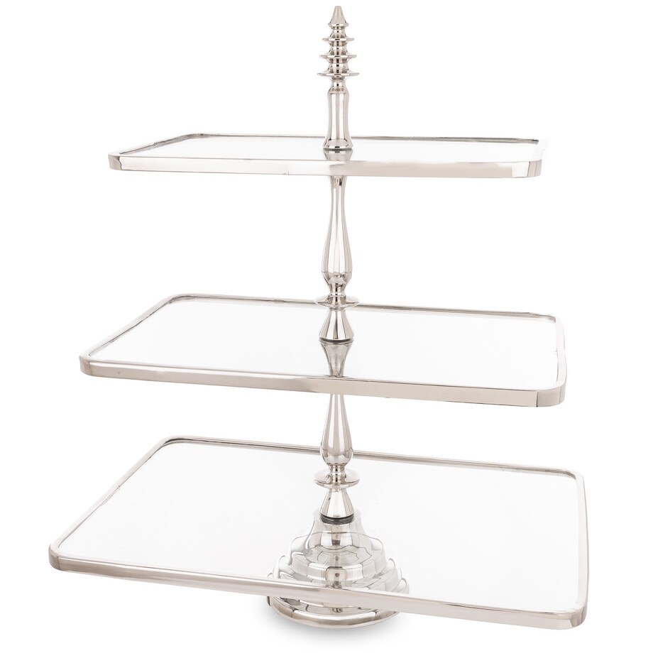 Patera 3-poziomowa szklana 55x47x31 cm ETERA-3 srebrna