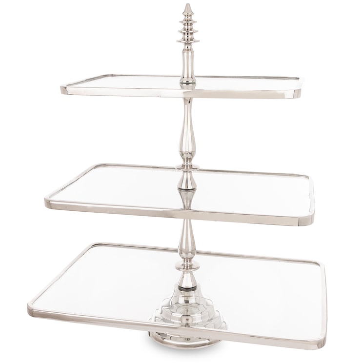 Patera 3-poziomowa szklana 55x47x31 cm ETERA-3 srebrna