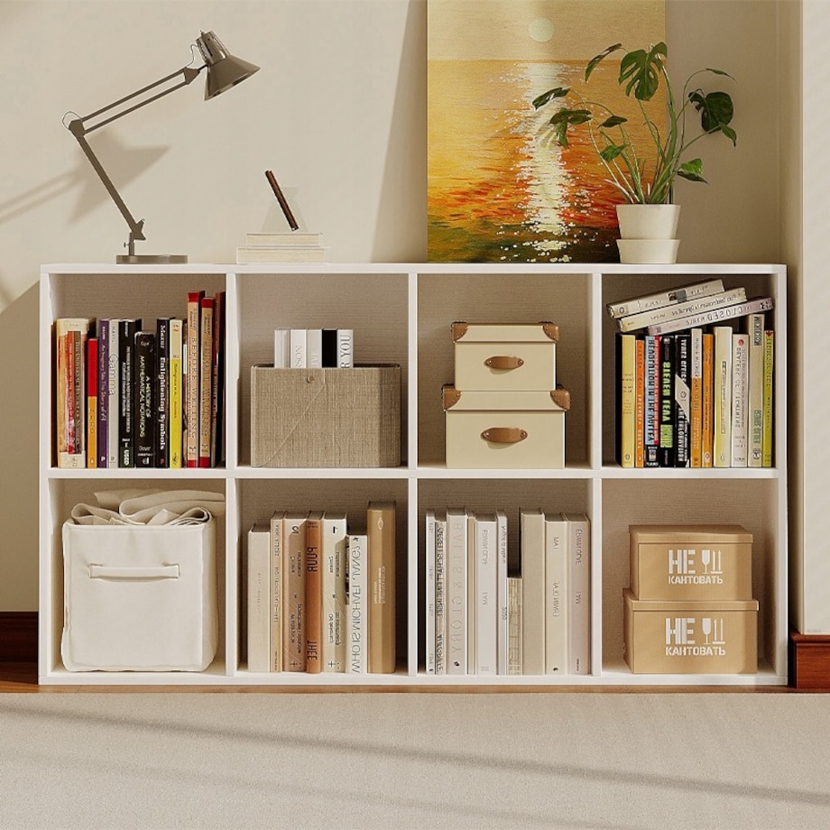 Regał otwarty komoda kostka 4x2 pojemny biały na książki biurowy nowoczesny