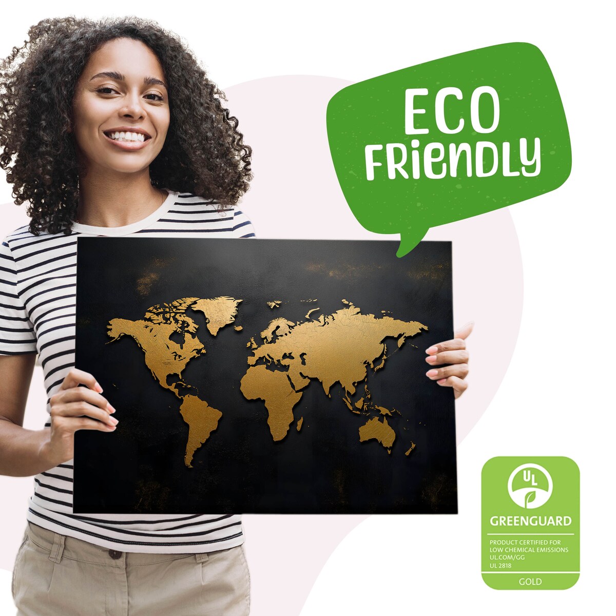 Obraz Na Płótnie Do Salonu Biura Złota Mapa Świata Nowoczesny Styl 120x80cm