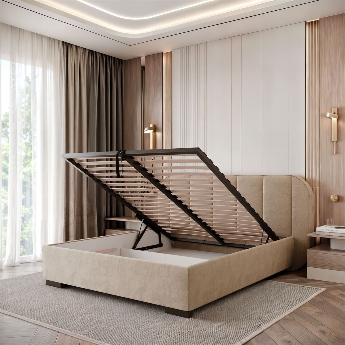 Łóżko tapicerowane AMARA, pojemnik, stelaż 32, 180x200, Royal Velvet 87170