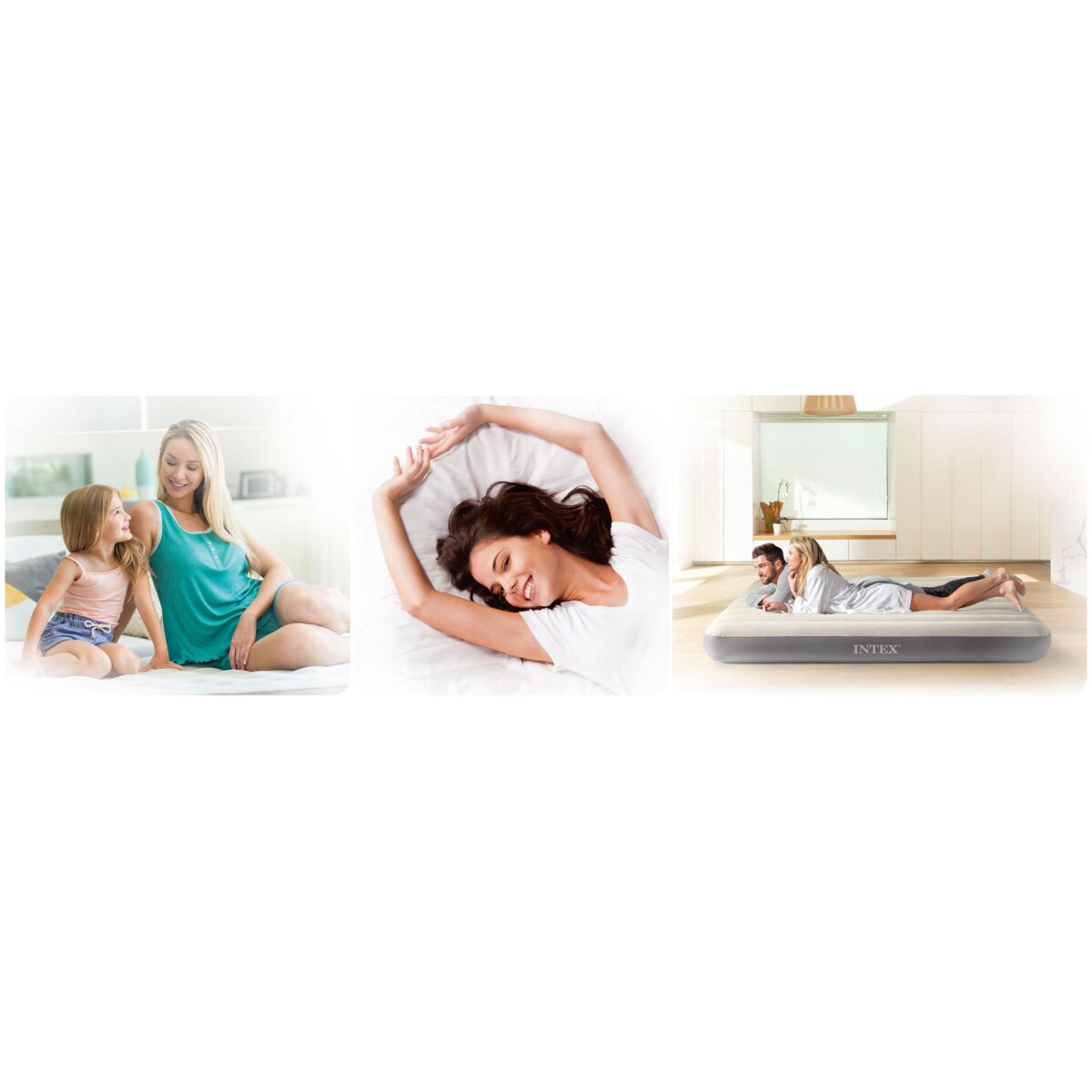 Materac dmuchany welur 203x152 + pompka Intex 64179